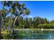 Picturesque scene of a community park featuring lush greenery, a tranquil pond, and palm trees at 3924 Candia Ave, North Port, FL 34286