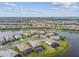 Expansive aerial view of a Primary-planned community featuring waterfront homes and lush landscaping on a sunny day at 5117 Marina Basin Ct, Bradenton, FL 34211