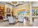 Bright and spacious living room with a fireplace and seamless access to the screened lanai with pool views at 6143 9Th Avenue Ne Cir, Bradenton, FL 34212