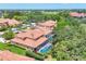 Aerial view of houses with pools in a leafy neighborhood at 7551 Calle Facil, Sarasota, FL 34238
