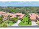 Aerial view of a residential area with lush landscaping and golf course views at 7551 Calle Facil, Sarasota, FL 34238