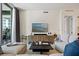 Bright and airy living room showcasing modern decor, a comfortable seating arrangement, and large windows with natural light at 111 S Pineapple Ave # 813, Sarasota, FL 34236