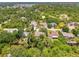 Aerial shot of home surrounded by trees with serene creek views in a tranquil neighborhood setting at 1715 Fossil Dr, Englewood, FL 34223