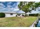 Spacious backyard featuring lush green grass and access to the water at 4102 Lakewood Ave, Bradenton, FL 34208