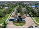 Aerial view of the Cresswind Lakewood Ranch entrance with manicured landscaping and palm trees at 4927 Carova Way, Bradenton, FL 34211