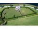 Aerial view of a dog park with lush green grass, shade, and walking paths at 4927 Carova Way, Bradenton, FL 34211