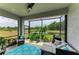 Relaxing screened lanai with comfortable seating and scenic pond views for outdoor enjoyment at 6094 Amberly Dr, Bradenton, FL 34208