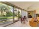 Relaxing sunroom with comfortable seating, tiled floors, and beautiful views of the lush landscaping at 6101 34Th W St # 28E, Bradenton, FL 34210