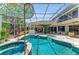 Enclosed backyard pool featuring a stained glass roof and inviting outdoor living space at 8105 Warwick Gardens Ln, University Park, FL 34201