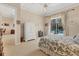 Bedroom with a view of the enclosed pool area at 8604 15Th Nw Ave, Bradenton, FL 34209