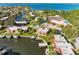 A high angle shot of the building features meticulous landscaping, tennis court and swimming pool at 9409 Catalina Dr, Bradenton, FL 34210