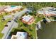 Aerial view showcasing community docks, boat slips, and nearby convenient parking at 9409 Catalina Dr, Bradenton, FL 34210