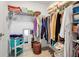 Well-organized walk-in closet with ample shelving, hanging space, and a charming vanity area at 10414 Spring Tide Way, Parrish, FL 34219