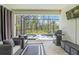 Relaxing screened-in patio with comfortable seating, outdoor grill, and serene pool views at 14314 17Th E Ct, Parrish, FL 34219