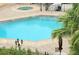 A shared pool area with palm trees, jacuzzi, and patio umbrellas at 1550 S Belcher Rd # 431, Clearwater, FL 33764
