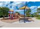 A sunny playground with benches and shade beneath a partly cloudy blue sky at 20542 Trattoria Loop, Venice, FL 34293
