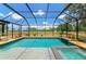 Inviting screened-in pool with a spa and comfortable seating area, overlooking the serene landscape at 22803 67Th E Ave, Bradenton, FL 34211