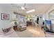 Open living space with connecting views of the kitchen and an adjacent lanai at 5619 Bayshore Rd # 164, Palmetto, FL 34221
