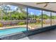View from enclosed patio to pool, landscaping and fenced yard at 7719 9Th Avenue Nw Dr, Bradenton, FL 34209