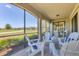 Inviting screened porch overlooking a golf course featuring outdoor seating and furniture at 18113 Gawthrop Drive # 101, Lakewood Ranch, FL 34211