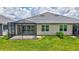 A backyard featuring a screened-in lanai, well-kept lawn, and neutral exterior, providing a private and relaxing outdoor space at 251 Okeeffe Cir, Bradenton, FL 34212