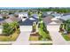 Neighborhood aerial view of a single story home with driveway and well manicured lawn at 4315 Deep Creek Ter, Parrish, FL 34219
