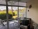 Screened-in patio with comfortable seating offering picturesque views of the golf course at 433 Cerromar Ln # 331, Venice, FL 34293