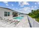 Beautiful backyard pool area, perfect for entertaining or relaxing, with ample seating and privacy fencing at 5904 114Th E Dr, Parrish, FL 34219