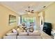 Bright and airy living room featuring neutral decor and access to the patio at 7330 Kensington Ct, University Park, FL 34201