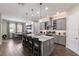 Open kitchen featuring a large island with seating, pendant lighting, and modern gray cabinetry at 11513 11Th E Ave, Bradenton, FL 34212