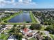 Scenic aerial view of the home, lake, and neighborhood with lush greenery and blue skies at 1234 29Th St N, St Petersburg, FL 33713