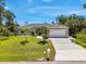 Inviting one-story home with lush green lawn, mature trees, and a convenient two-car garage at 1298 Russellville St, North Port, FL 34288