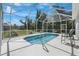 Private screened-in pool, perfect for relaxation with a sunny seating area and backyard view at 1298 Russellville St, North Port, FL 34288