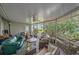 Cozy screened-in lanai with comfortable seating and a view of the yard at 1432 Colony Pl, Venice, FL 34292