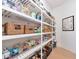 Organized walk-in pantry with ample shelving and storage, perfect for efficient kitchen management at 17904 Palmiste Dr, Bradenton, FL 34202