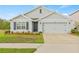 Charming single-story home with a gray exterior, well-manicured lawn, and a two-car garage at 3834 Silver Strand Trl, Palmetto, FL 34221