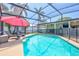 Beautiful in-ground pool with screened enclosure and lounge chairs at 5126 15Th W Ave, Bradenton, FL 34209
