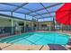 Sparkling in-ground pool with screened enclosure and lounge chairs at 5126 15Th W Ave, Bradenton, FL 34209