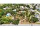 Aerial shot highlights the serene, treed setting, with its large lot featuring a pool and carport at 5204 24Th E Ave, Palmetto, FL 34221