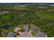 Aerial view of a home nestled among lush greenery, showcasing its pool, and surrounding landscape at 5805 49Th E Ct, Ellenton, FL 34222