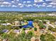 Stunning aerial view showcasing lush greenery and picturesque pond creating a serene and desirable setting at 6011 91St E St, Bradenton, FL 34202