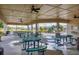Community pavilion with multiple picnic tables and nearby playground, perfect for gatherings at 8541 Whispering St, Sarasota, FL 34240