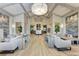 Elegant clubhouse lobby with comfortable seating, a reception area and plants at 18114 Gawthrop Dr # 201, Bradenton, FL 34211