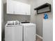 A convenient laundry room with white cabinets, washer, and dryer at 2808 124Th E Ave, Parrish, FL 34219