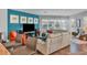Bright living room featuring comfortable seating, large windows, and a stylish accent wall with artwork at 3430 77Th W St # 103, Bradenton, FL 34209