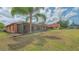 Spacious backyard featuring lush green grass and a covered screened patio at 5004 32Nd E St, Bradenton, FL 34203