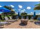 Outdoor fire pit area with comfortable seating surrounded by well-manicured landscaping at 8911 Heritage Sound Dr, Bradenton, FL 34212