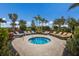 Relaxing hot tub surrounded by comfortable lounge chairs and lush tropical foliage at 16807 Barnwood Pl, Bradenton, FL 34211