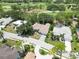Aerial view showing a residential neighborhood with well-maintained homes, pools, and lush landscaping near a golf course at 2067 Tocobaga Ln, Nokomis, FL 34275
