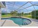 Stunning screened-in pool featuring a spa with serene views of the surrounding landscape at 3309 45Th E Ave, Bradenton, FL 34203